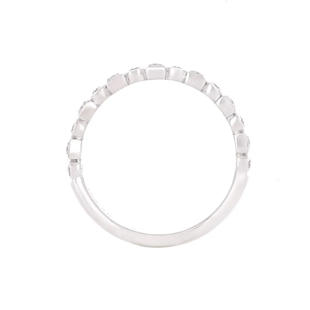 0.32ctw Round   Square Bezel Diamond Band - 14K White Gold