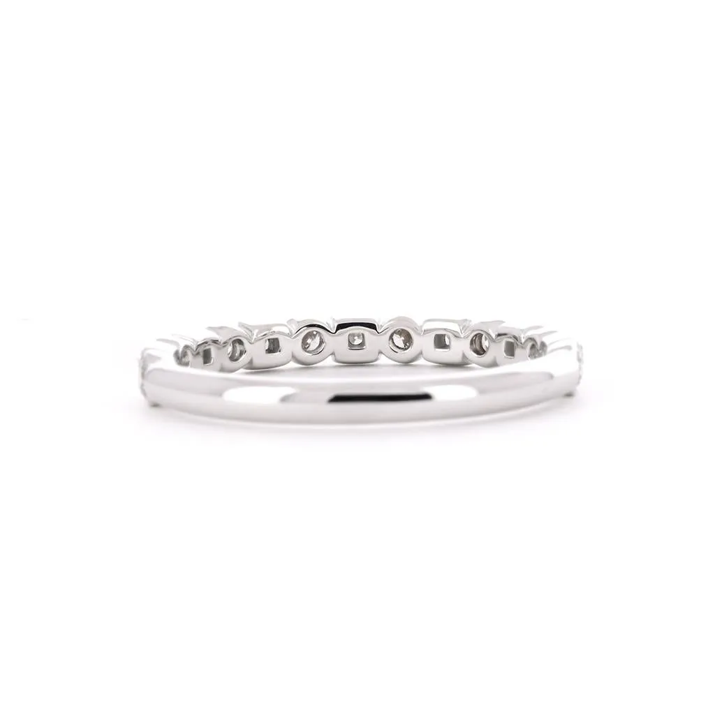 0.32ctw Round   Square Bezel Diamond Band - 14K White Gold