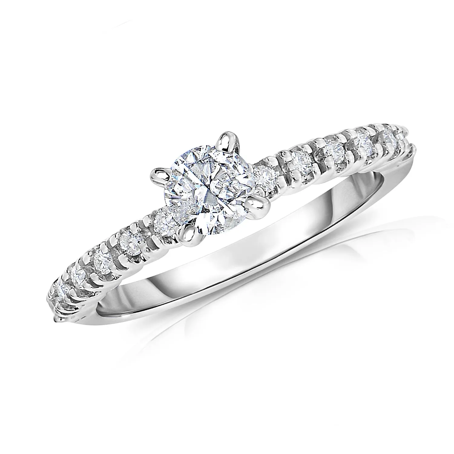 0.60 cttw Diamond Engagement Ring in 14K White Gold Solitaire with Accent Design