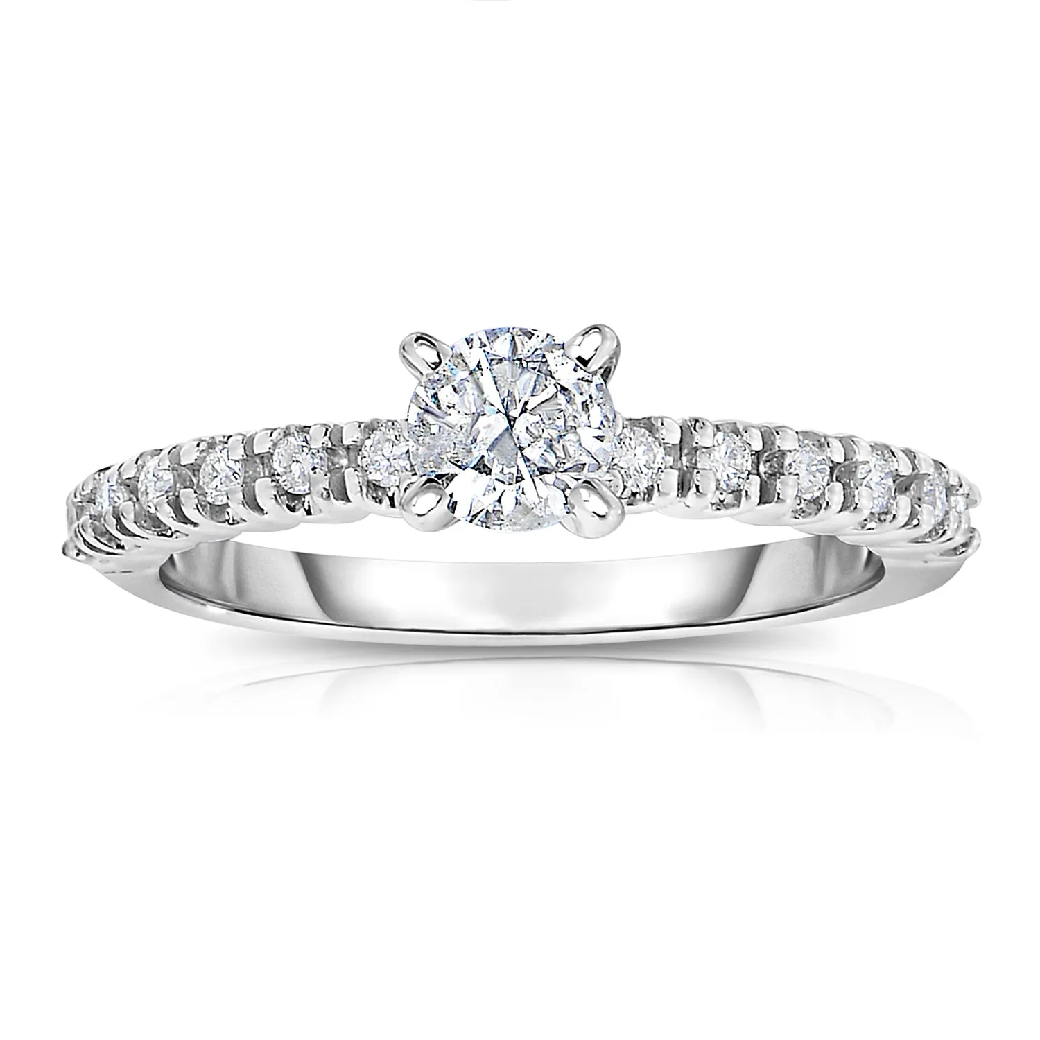 0.60 cttw Diamond Engagement Ring in 14K White Gold Solitaire with Accent Design