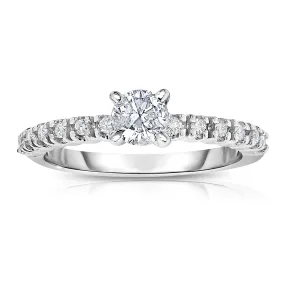 0.60 cttw Diamond Engagement Ring in 14K White Gold Solitaire with Accent Design