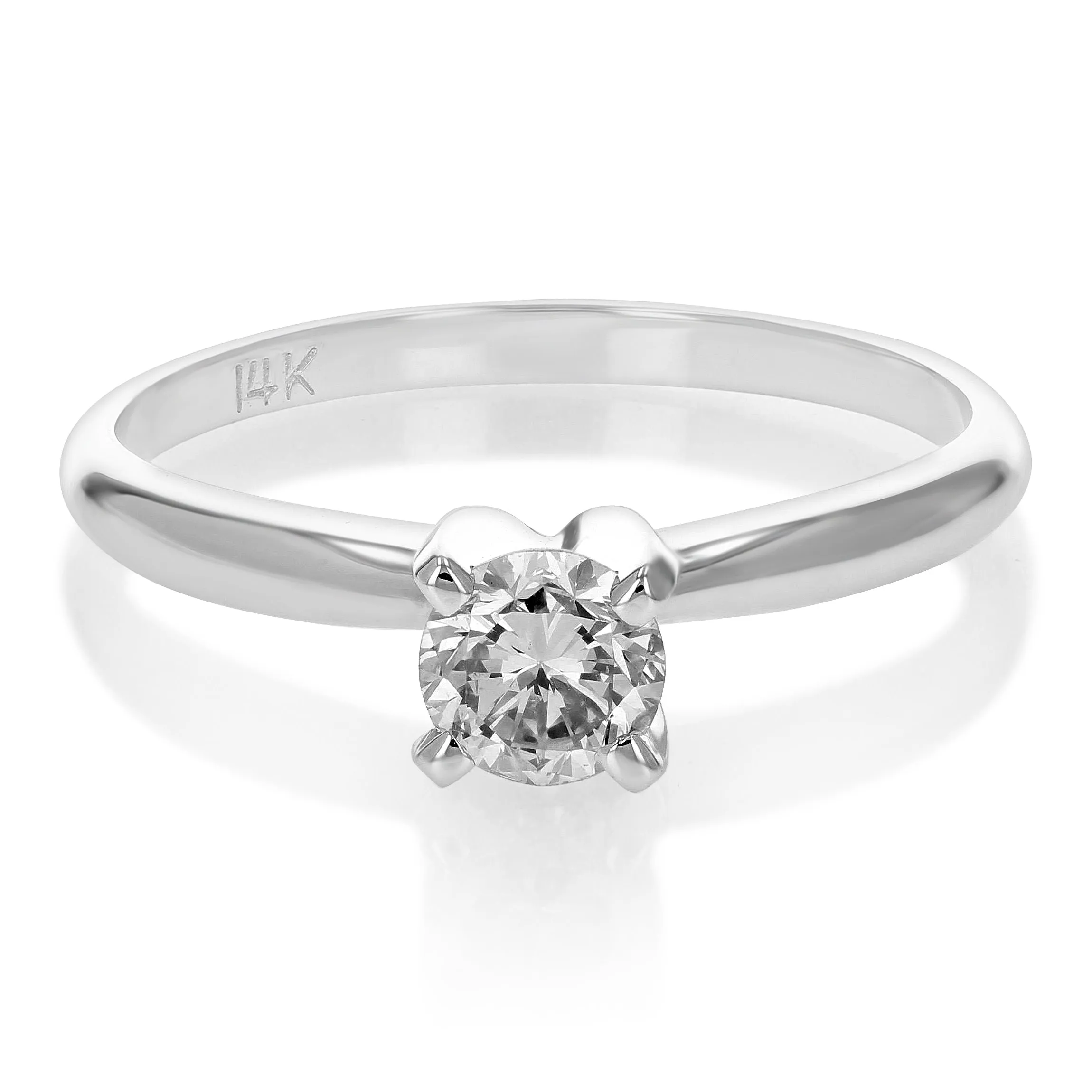 0.60 cttw SI2 H-I Diamond Solitaire Engagement Ring 14K White Gold Round