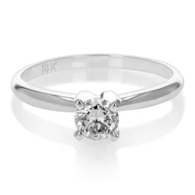 0.60 cttw SI2 H-I Diamond Solitaire Engagement Ring 14K White Gold Round