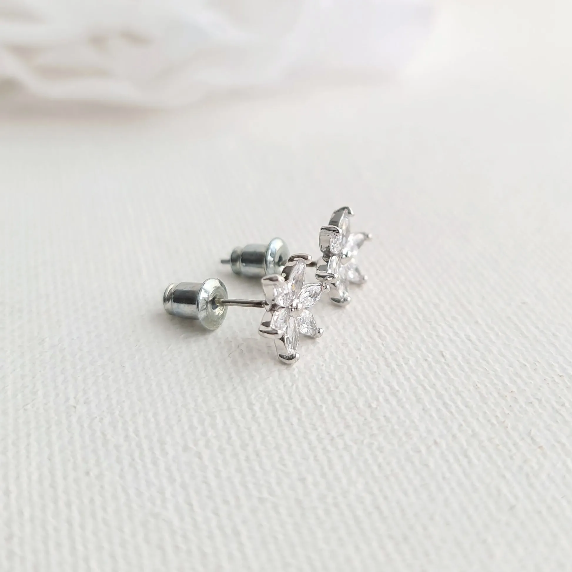 1.0 TCW Marquise Moissanite Flower Minimalist Earrings