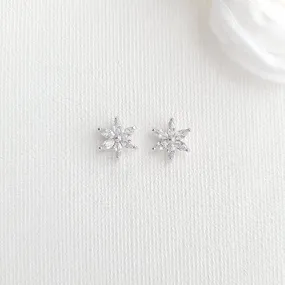 1.0 TCW Marquise Moissanite Flower Minimalist Earrings