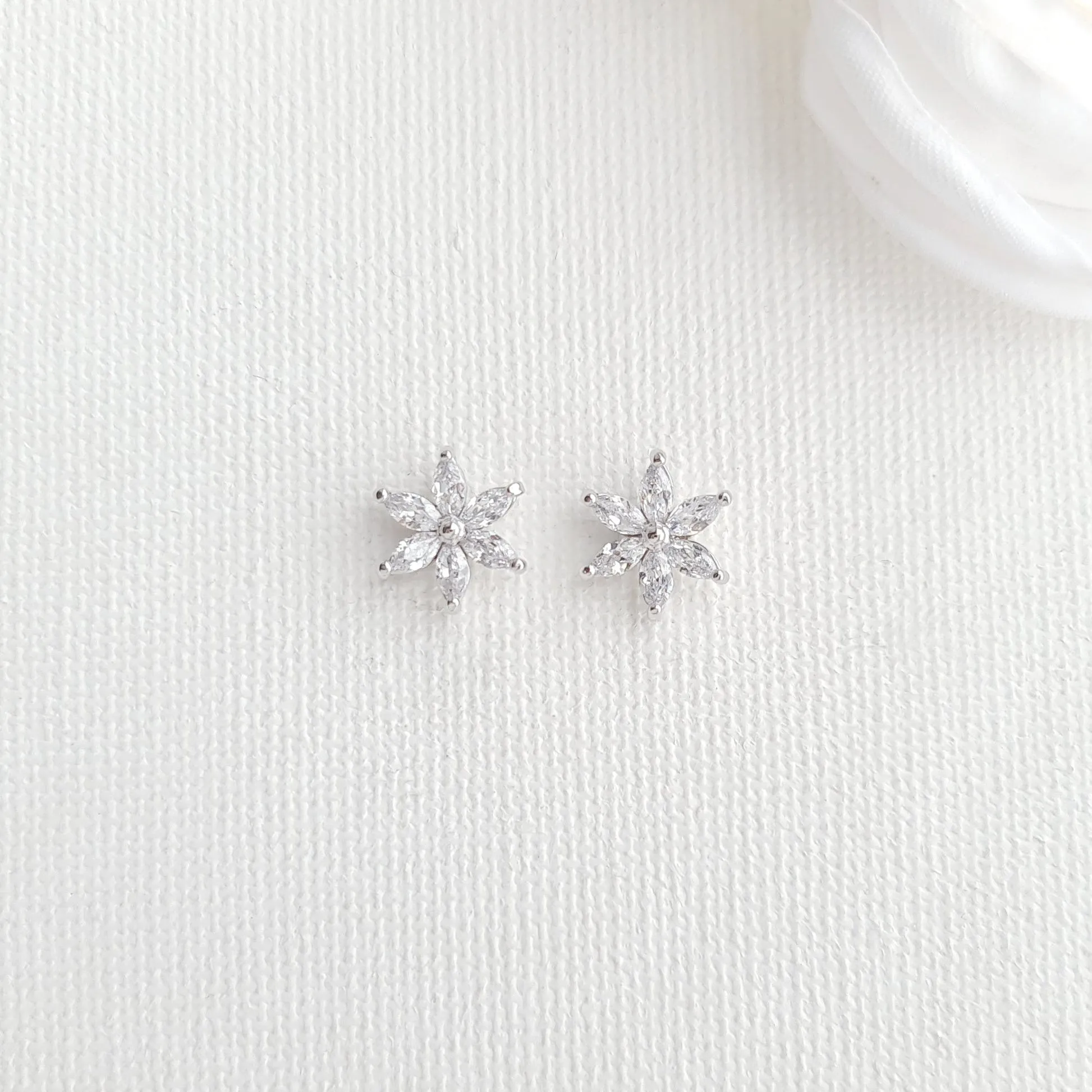 1.0 TCW Marquise Moissanite Flower Minimalist Earrings