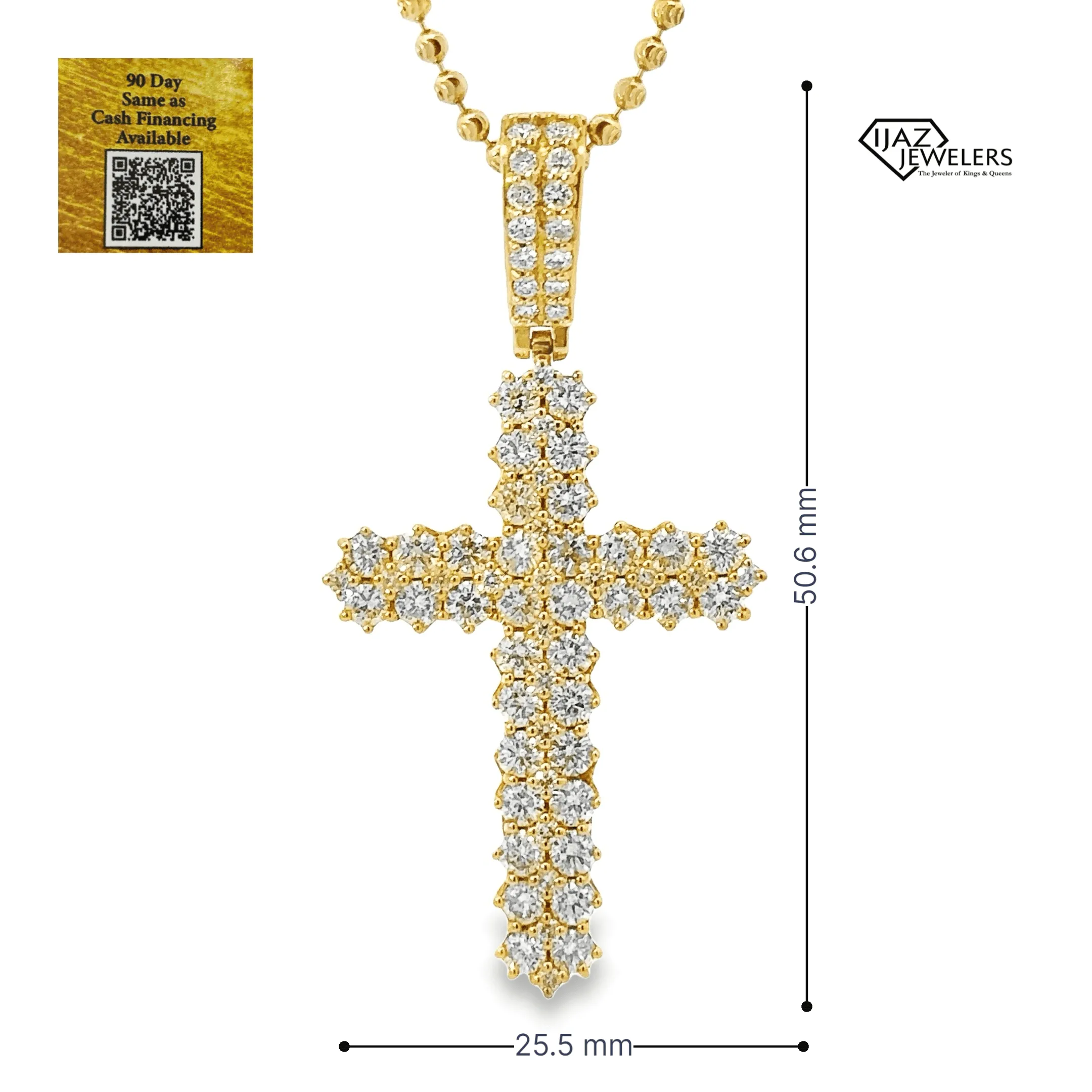 10K Gold 3.28 CTW Diamond Cross Charm