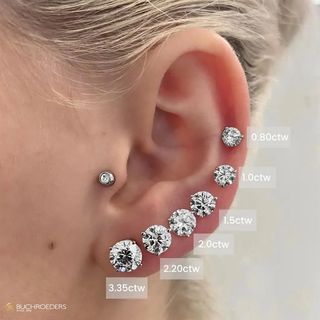 1.46ctw Diamond Stud Earrings - 3 Prong