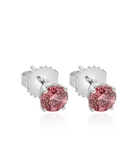 14K White Gold Fancy Pink Lab Grown Diamond Stud Earrings