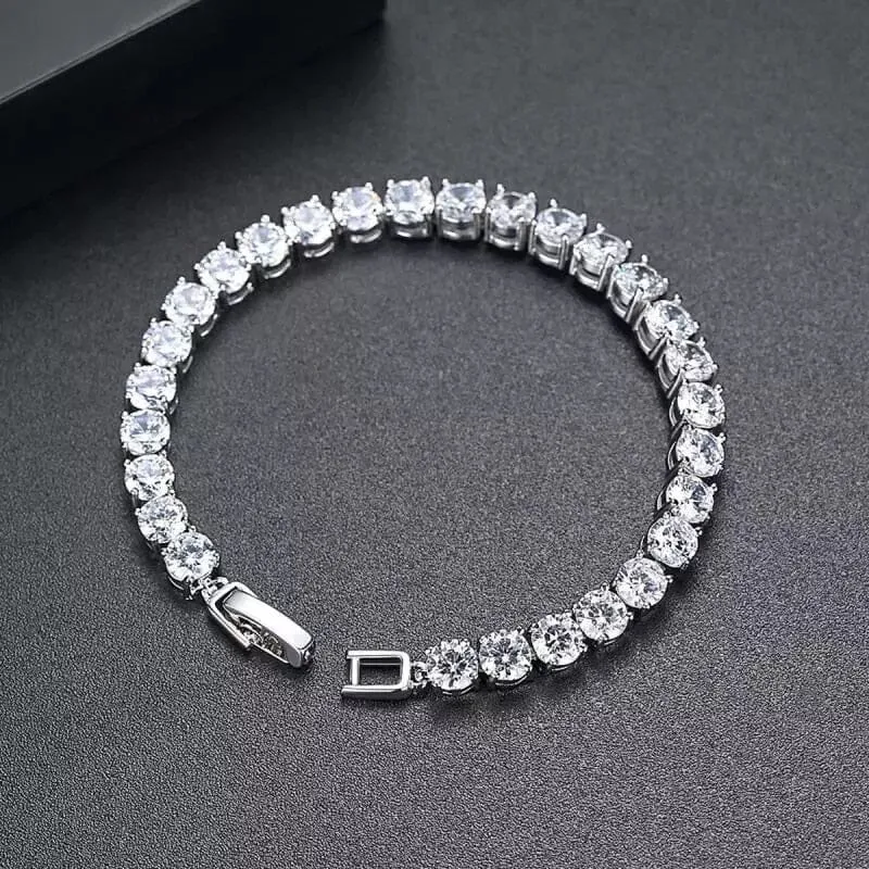 14K White Gold Filled Round Diamond Bracelet