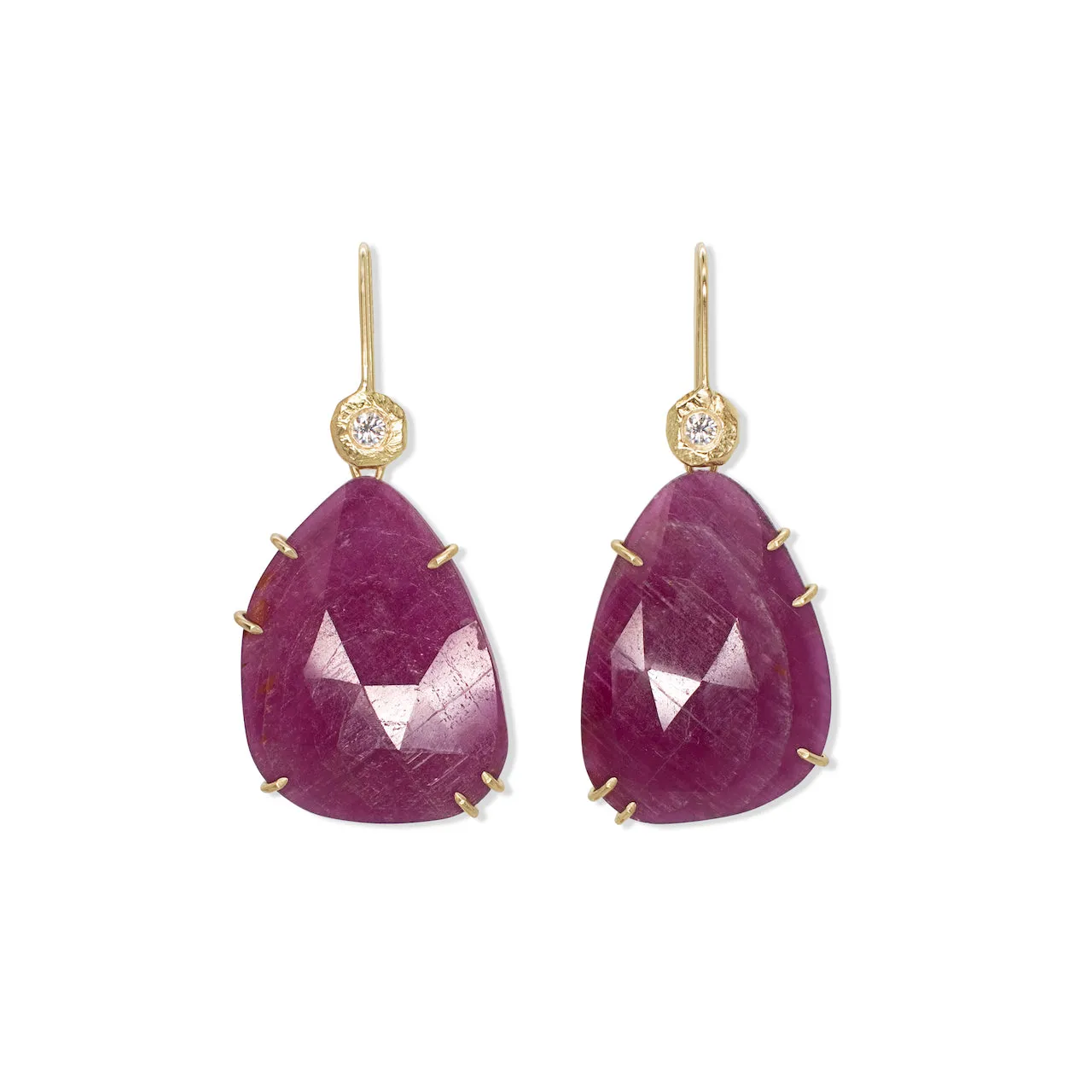 18K Diamond and Ruby Drop Earrings