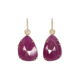 18K Diamond and Ruby Drop Earrings