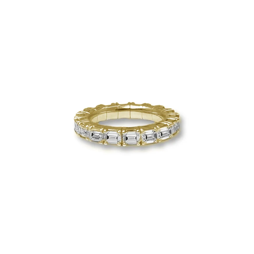 18K Gold East West Stretch & Stack Emerald Cut Diamond Eternity Rings, Lab Grown Diamonds