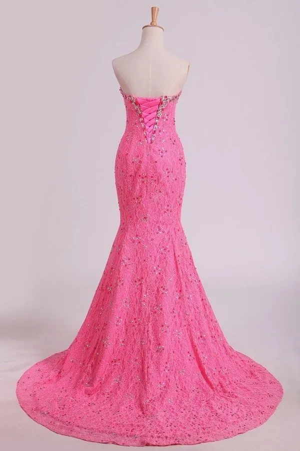 2024 Stunning Sweetheart Mermaid Prom Dresses With Beads P3792F88