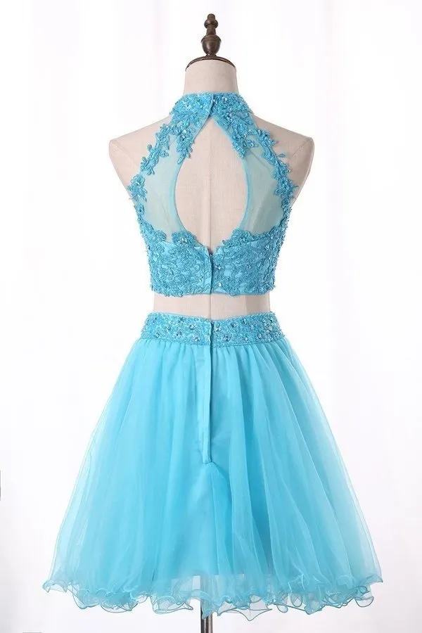 2024 Two Pieces Homecoming Dresses A Line Tulle With Beading P96XNDZ9