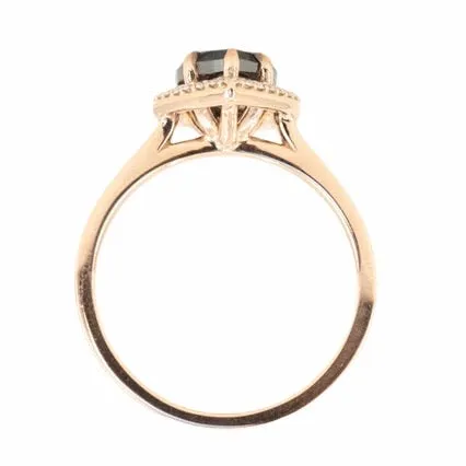 2.44ct Black Pear Diamond in 14k Rose Gold Diamond Halo Setting