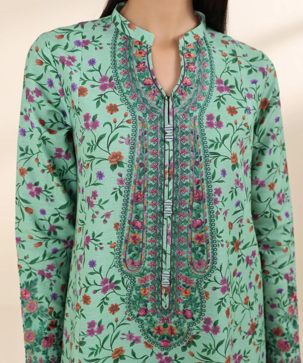 3 Piece - Embroidered Khaddar Suit