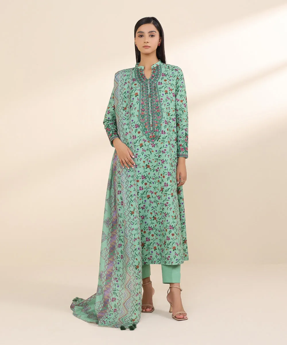 3 Piece - Embroidered Khaddar Suit