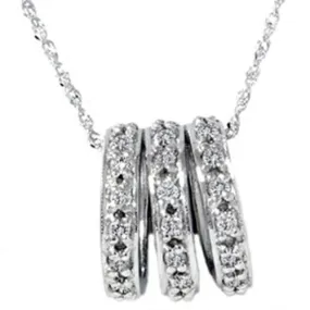 .50CT 14K White Gold Pave Diamond Pendant Necklace