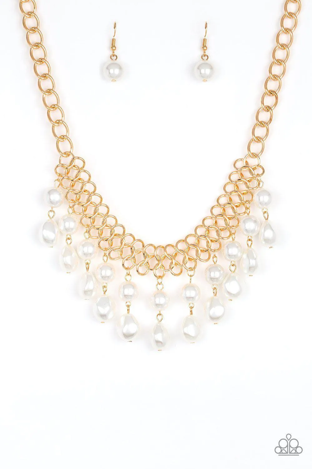 5th Avenue Fleek Gold and White Pearl Necklace - Paparazzi Accessories