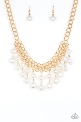 5th Avenue Fleek Gold and White Pearl Necklace - Paparazzi Accessories