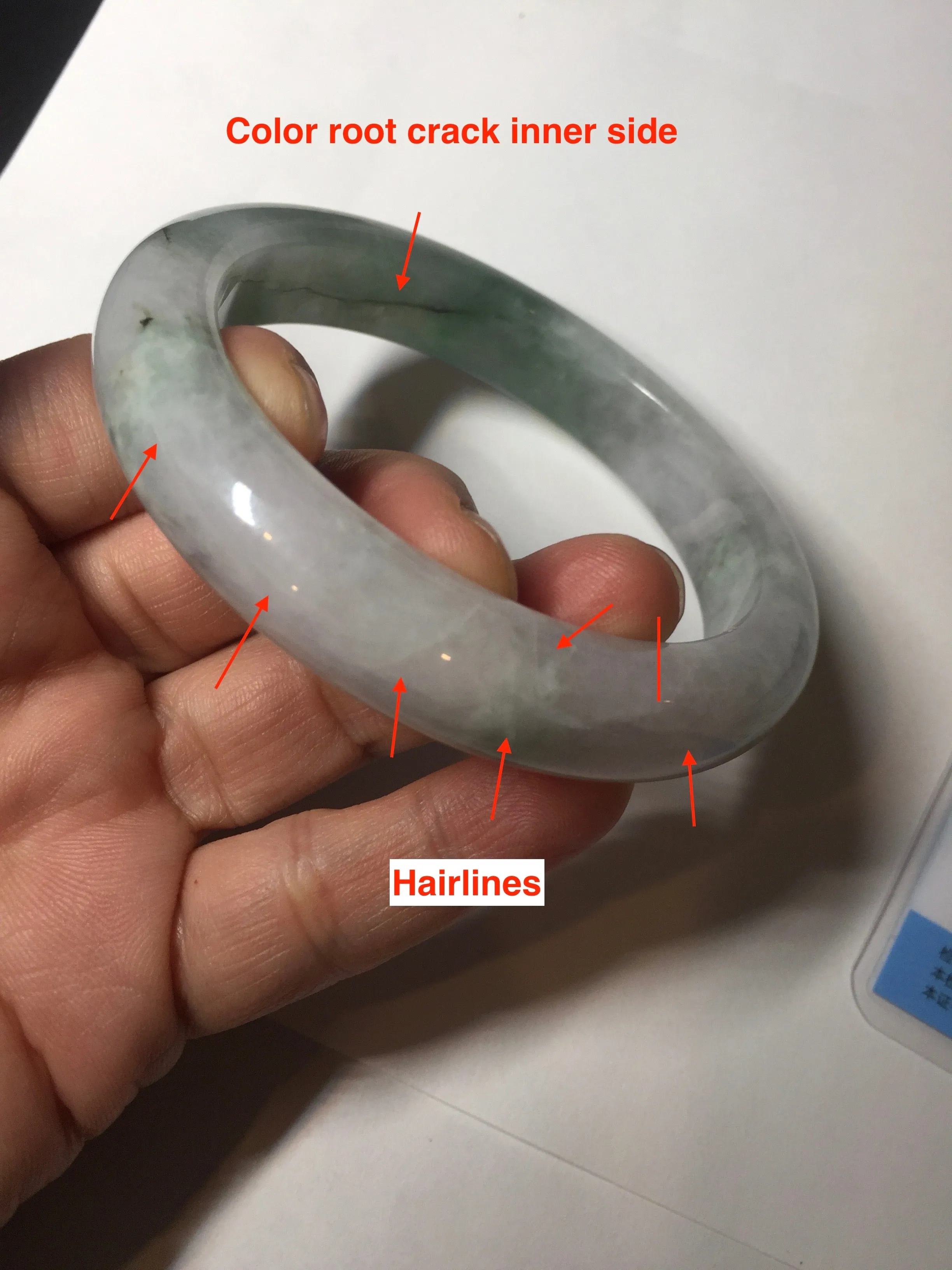 60.3mm certified type A 100% Natural oily light green/white chubby Jadeite Jade bangle BM18-2789