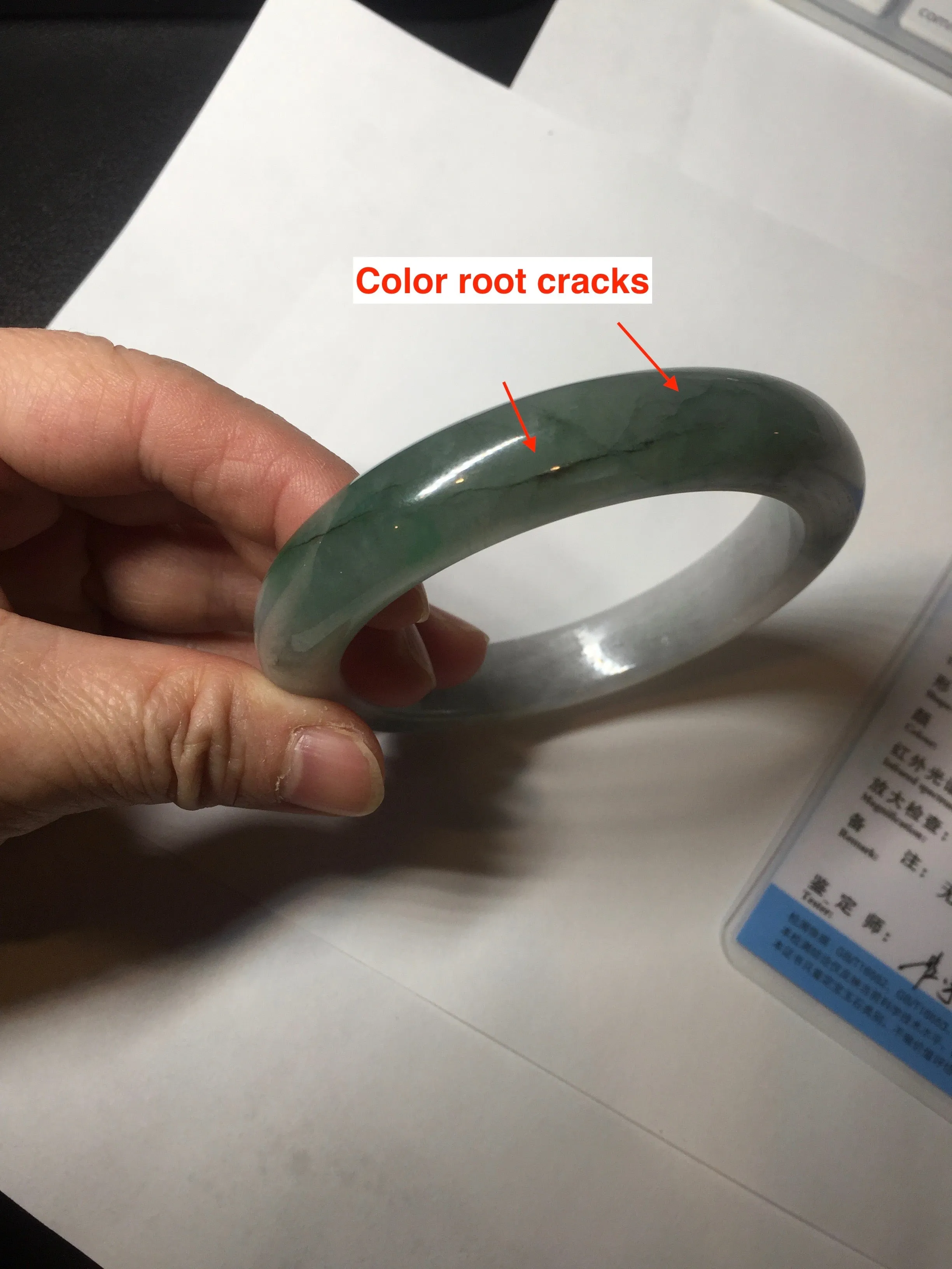 60.3mm certified type A 100% Natural oily light green/white chubby Jadeite Jade bangle BM18-2789