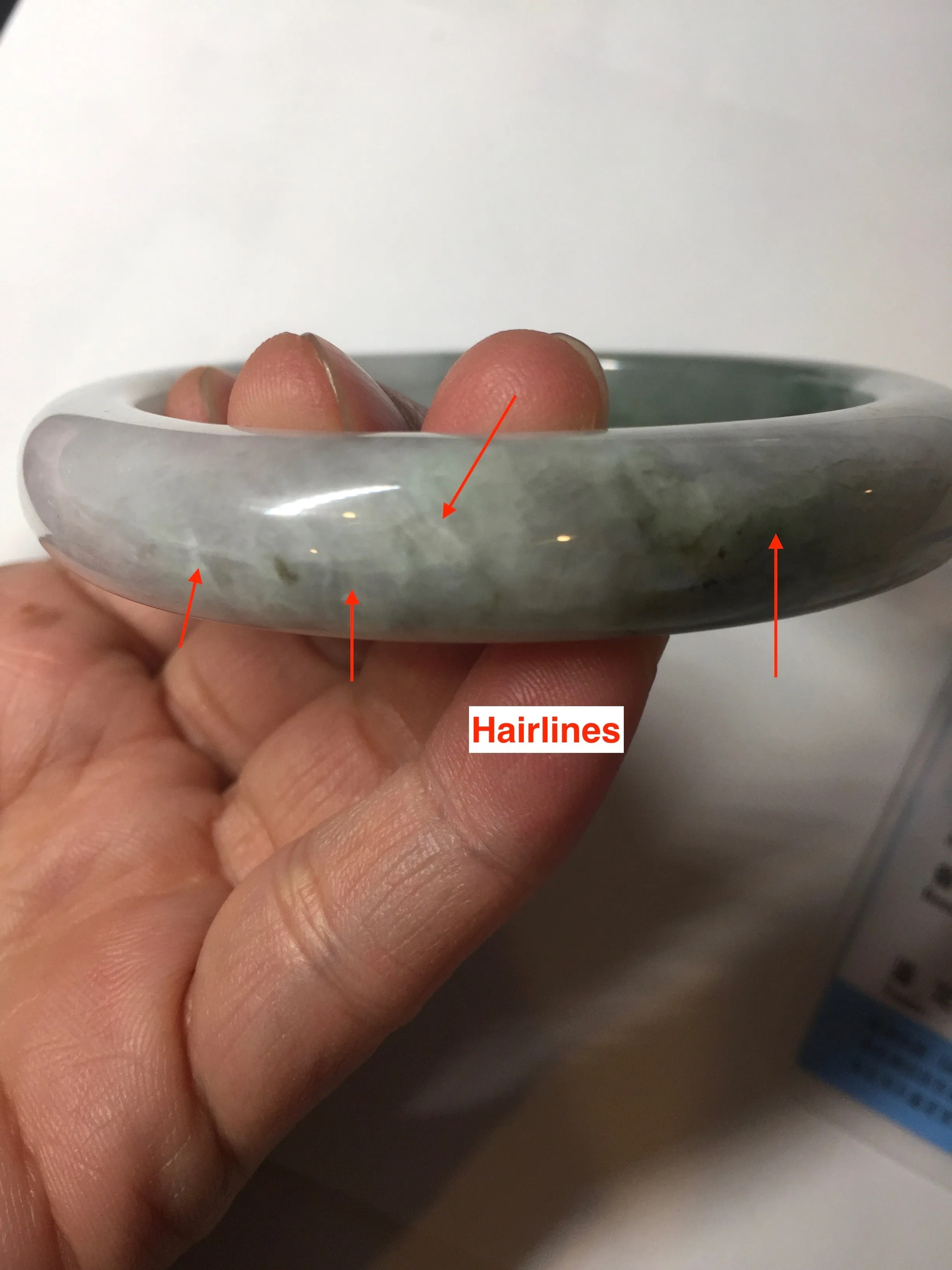 60.3mm certified type A 100% Natural oily light green/white chubby Jadeite Jade bangle BM18-2789