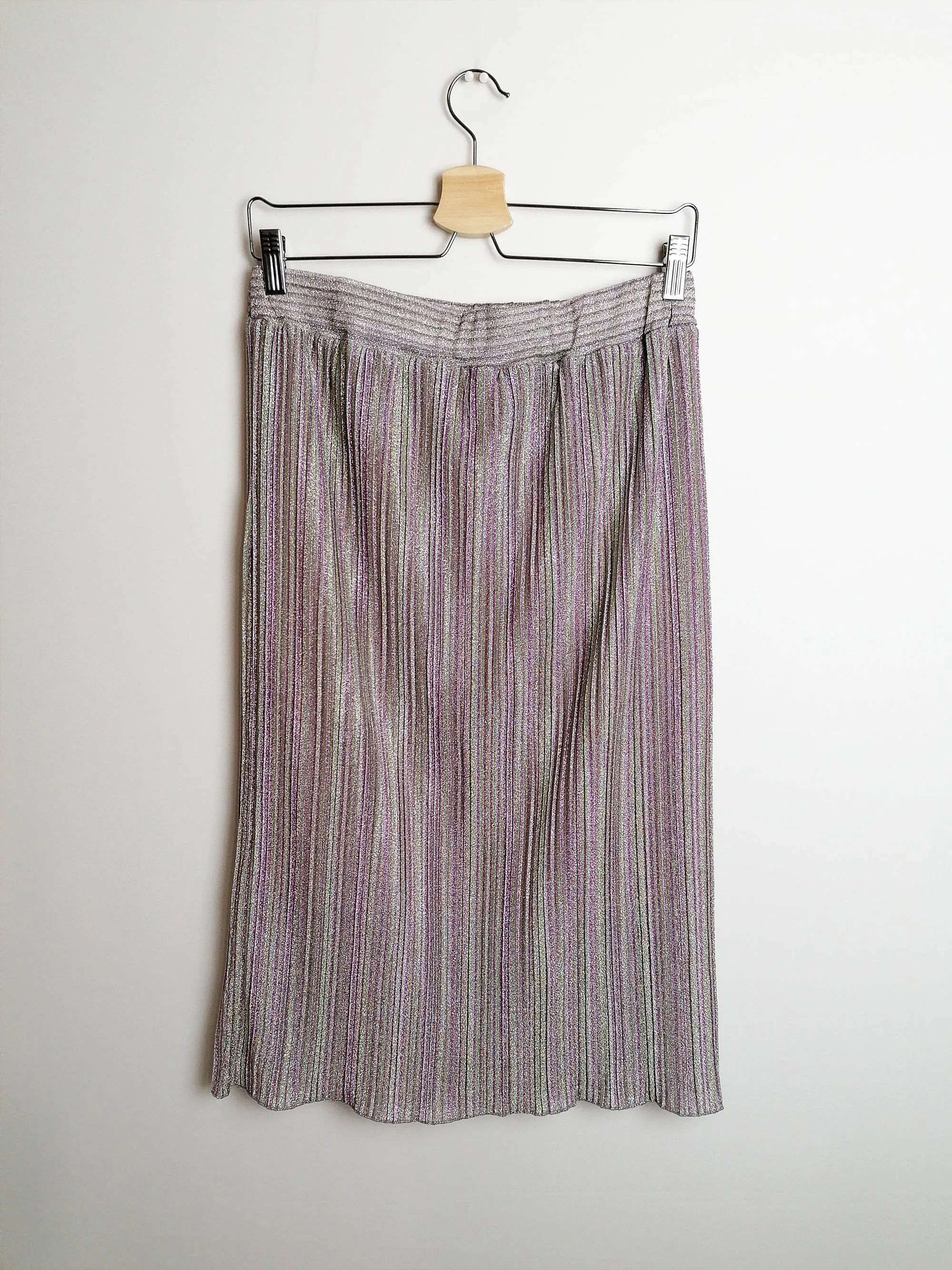 90's Y2K DIXIE Accordion Pleats Lurex Skirt - size S