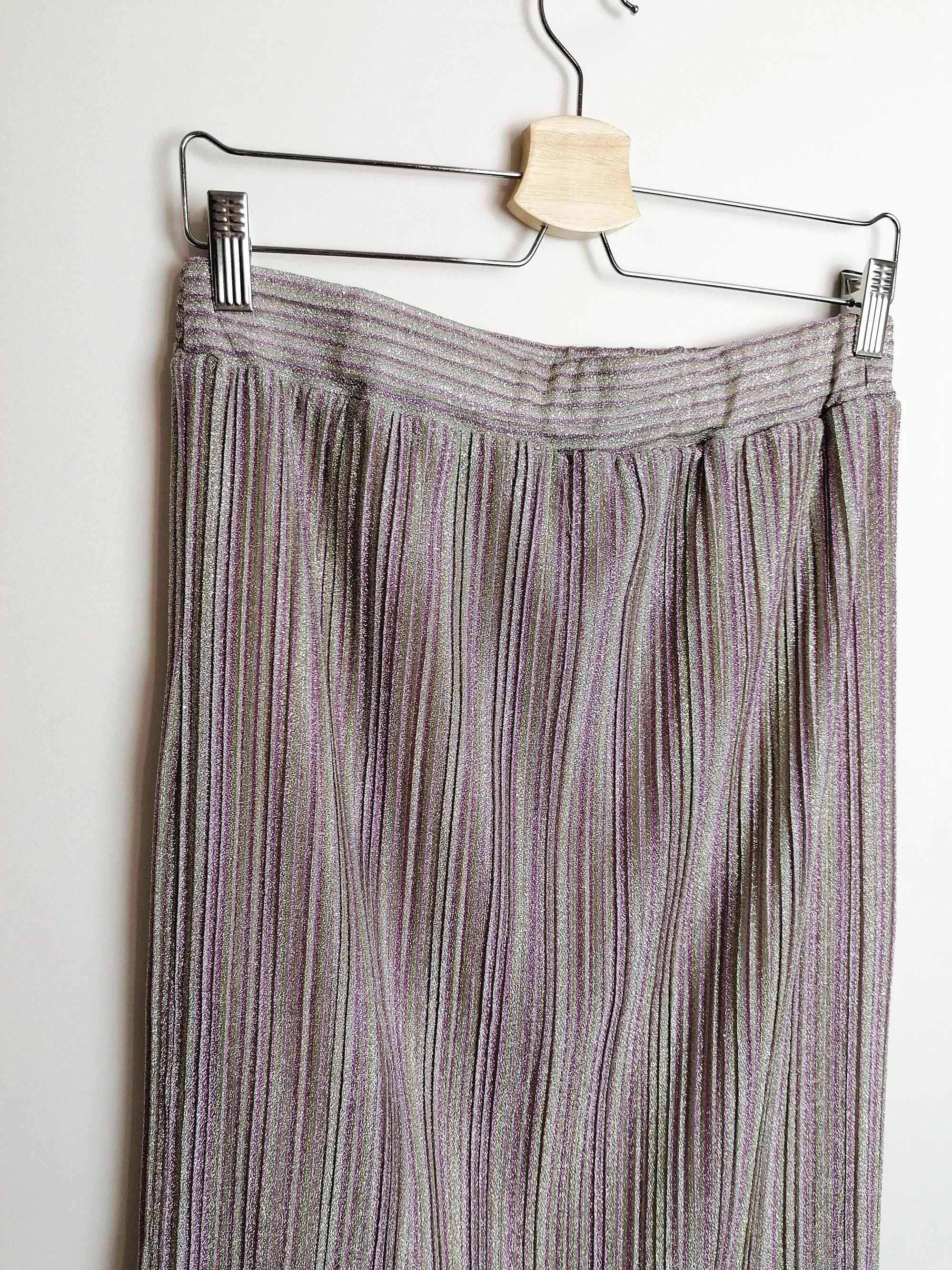 90's Y2K DIXIE Accordion Pleats Lurex Skirt - size S