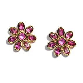 A & Furst - Fiori - Button Earrings with Pink Tourmaline and Pink Sapphires, 18k Yellow Gold