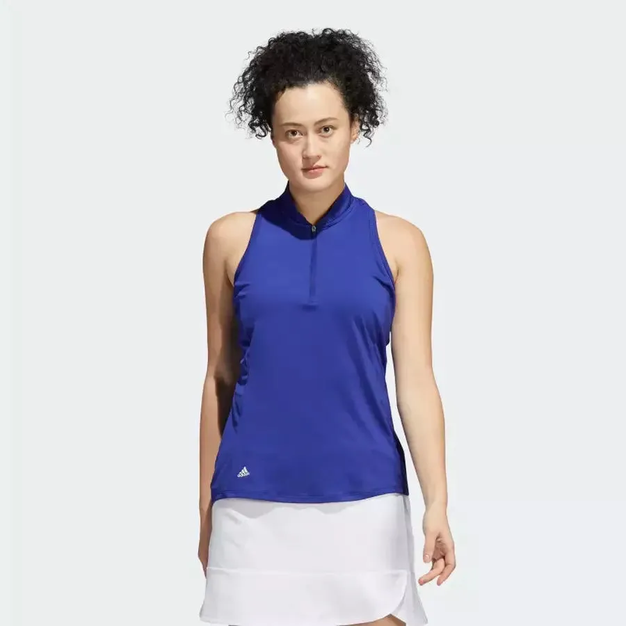 Adidas Racerback Ladies Sleeveless Polo Shirt - Blue