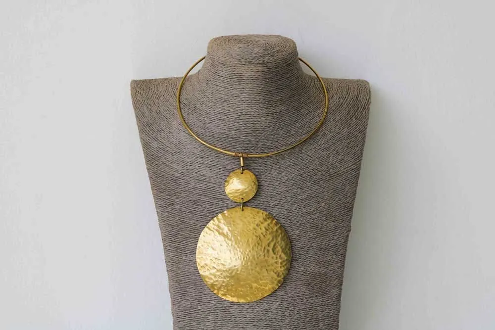 African Brass Necklace, Brass Jewelry, Gift for her, Moms gift, Boho Necklace, Christmas gift