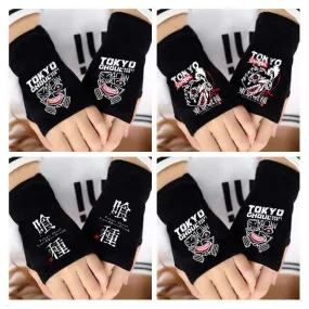 Anime Tokyo Ghoul Kaneki Ken Cosplay Gloves Women Men Cotton Knitting Warm Half Finger Glove Wrist Mittens New