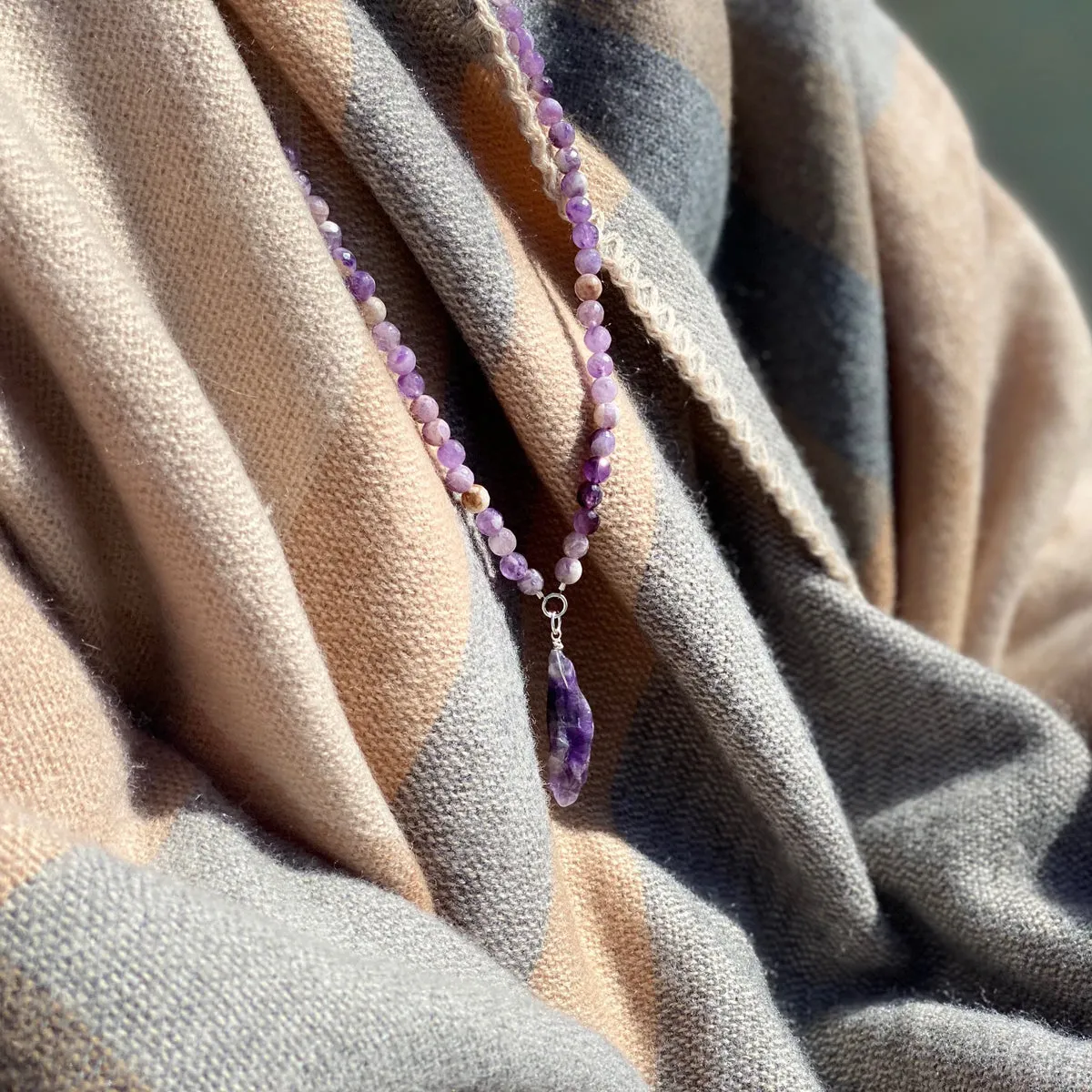 Anxiety Free - Rustic Amethyst Necklace to Help Make Good Decisions