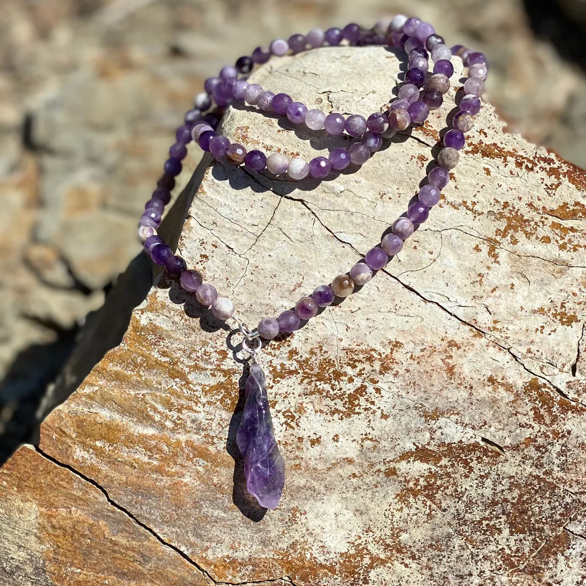 Anxiety Free - Rustic Amethyst Necklace to Help Make Good Decisions