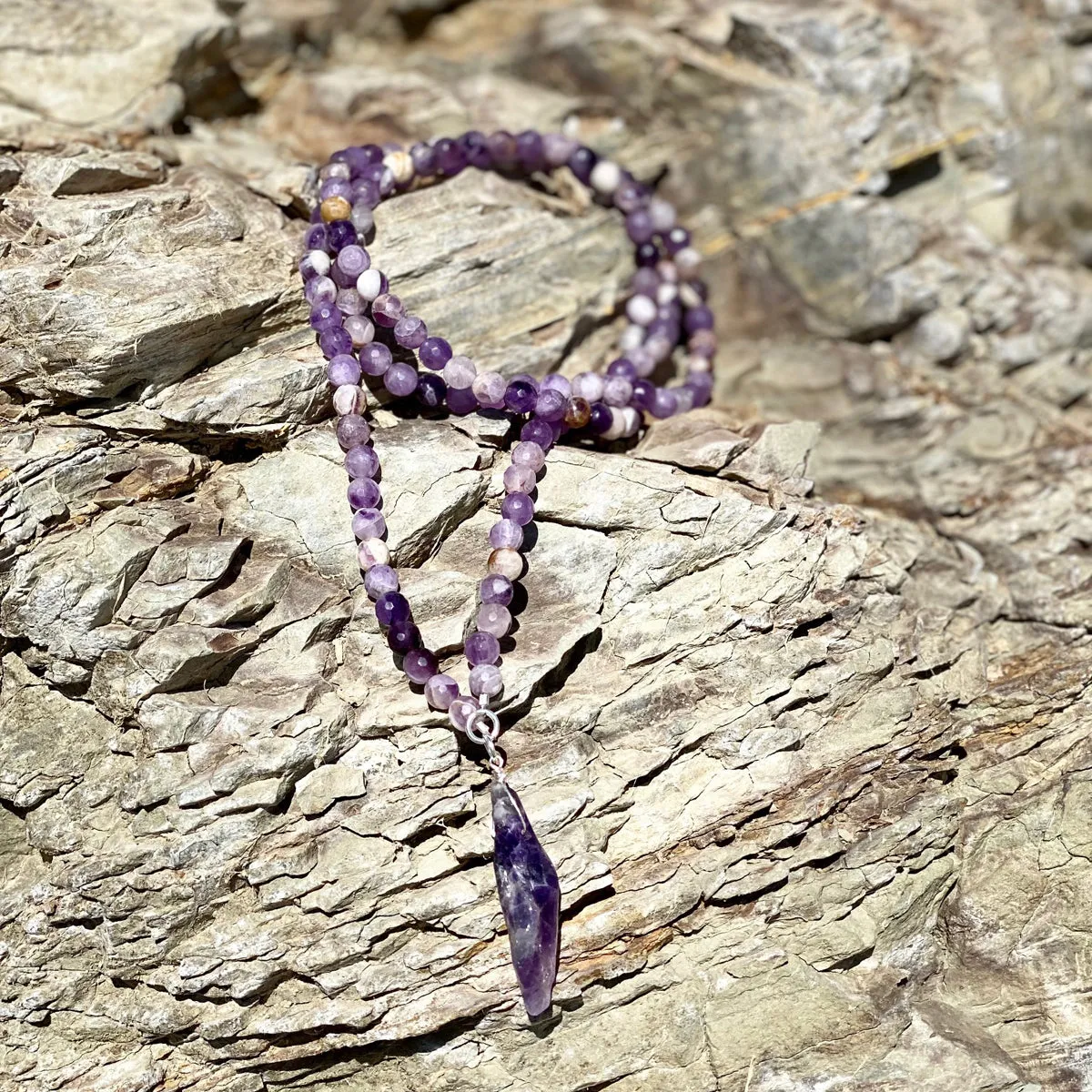 Anxiety Free - Rustic Amethyst Necklace to Help Make Good Decisions