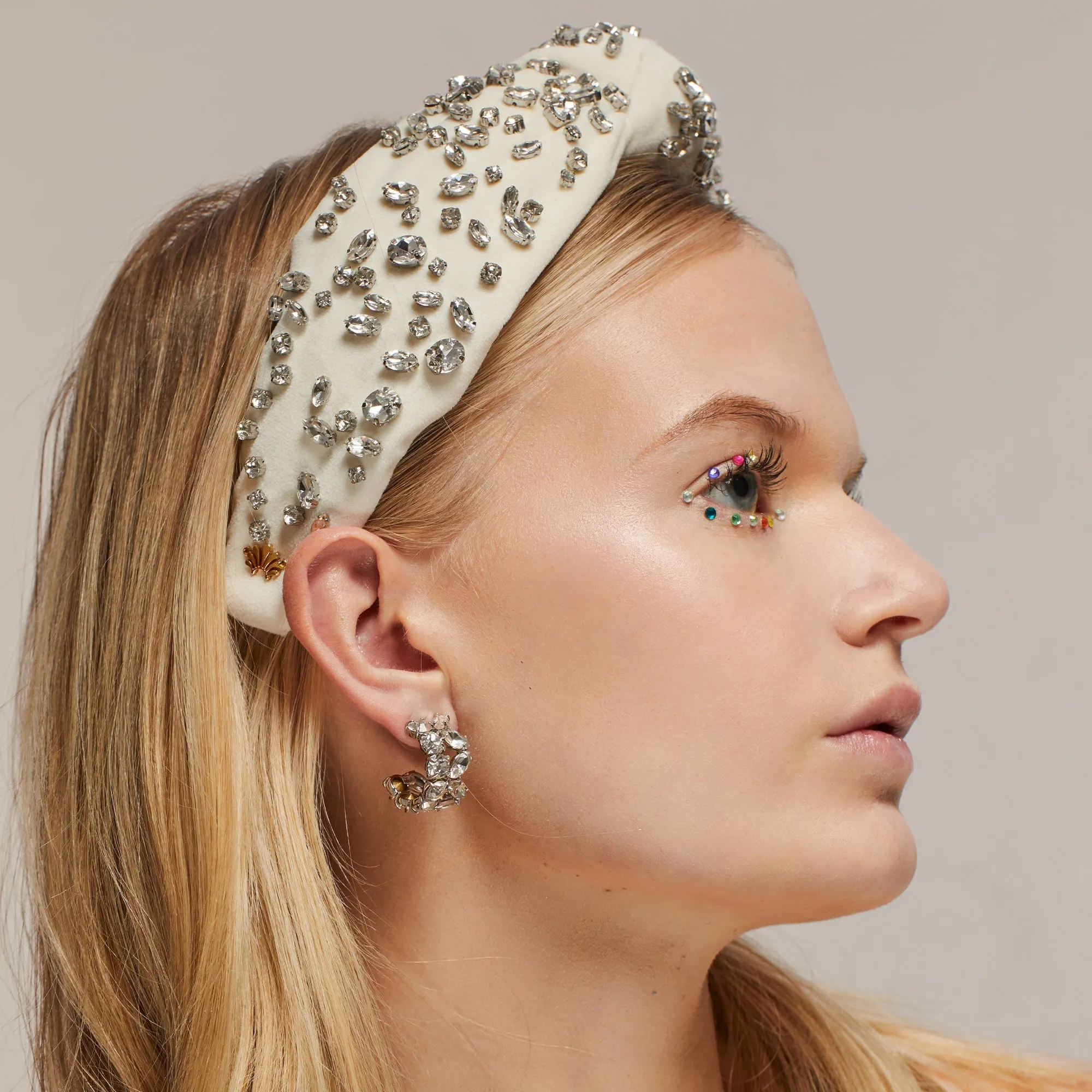 APRIL DIAMOND MIXED CRYSTAL VELVET KNOTTED HEADBAND