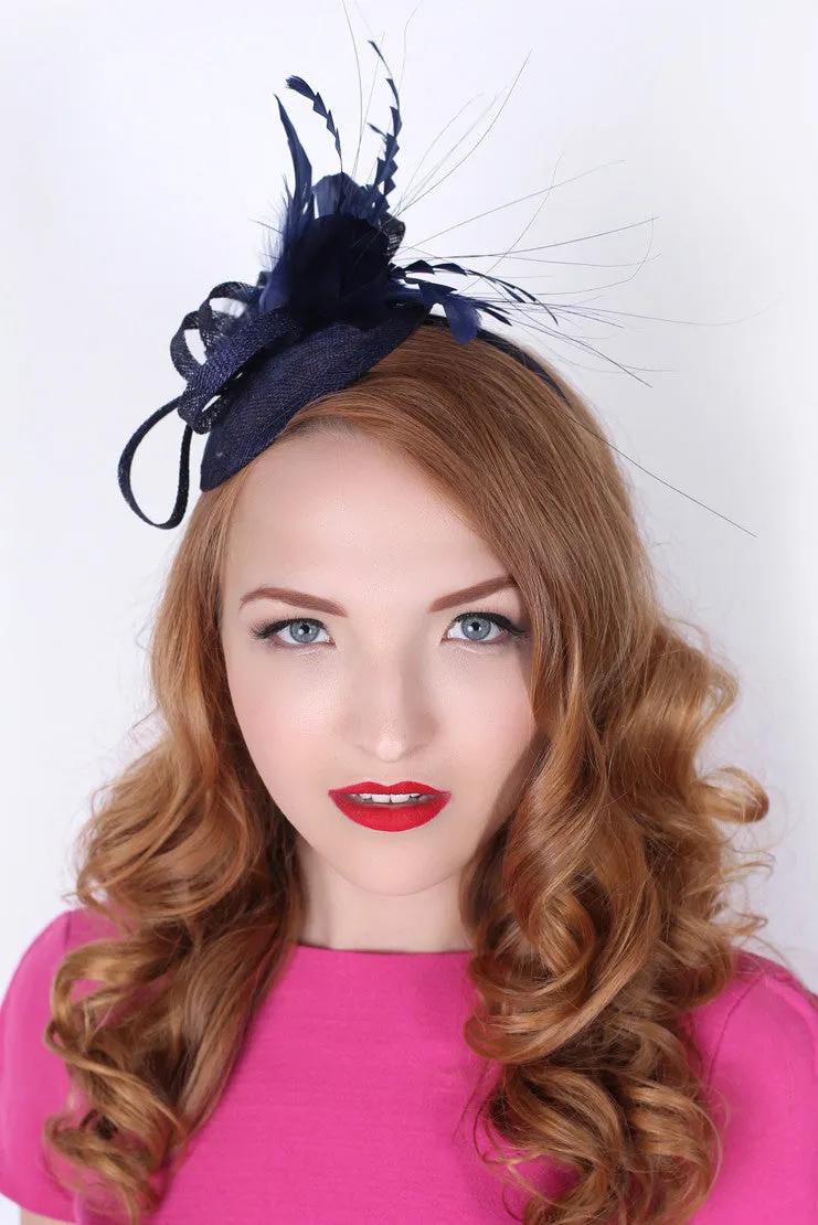 Arianna Fascinator - Navy Blue