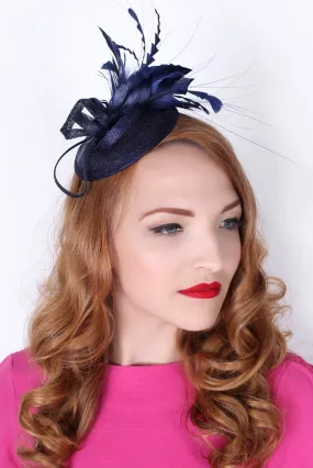 Arianna Fascinator - Navy Blue