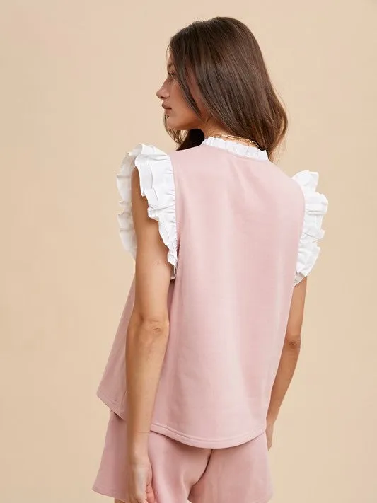 Audrey Ruffle Sleeve Pink Set