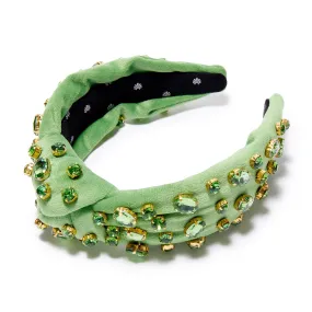 AUGUST PERIDOT OVAL CRYSTAL VELVET KNOTTED HEADBAND