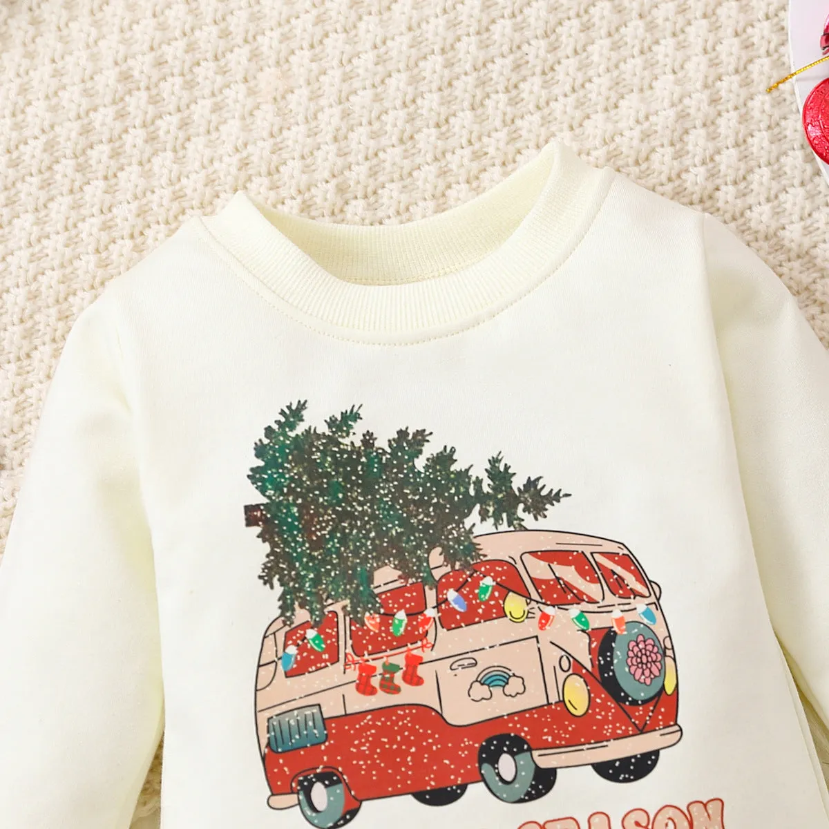 Baby Boys Girls Solid Cartoon Christmas Print Long Sleeve One Piece Creeper