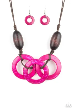 Bahama Drama Pink and Brown Wood Necklace - Paparazzi Accessories