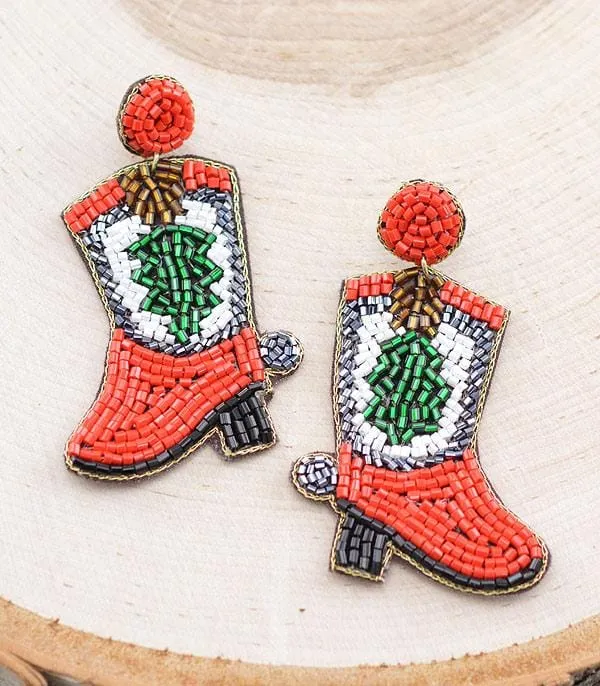 Beaded Christmas earrings