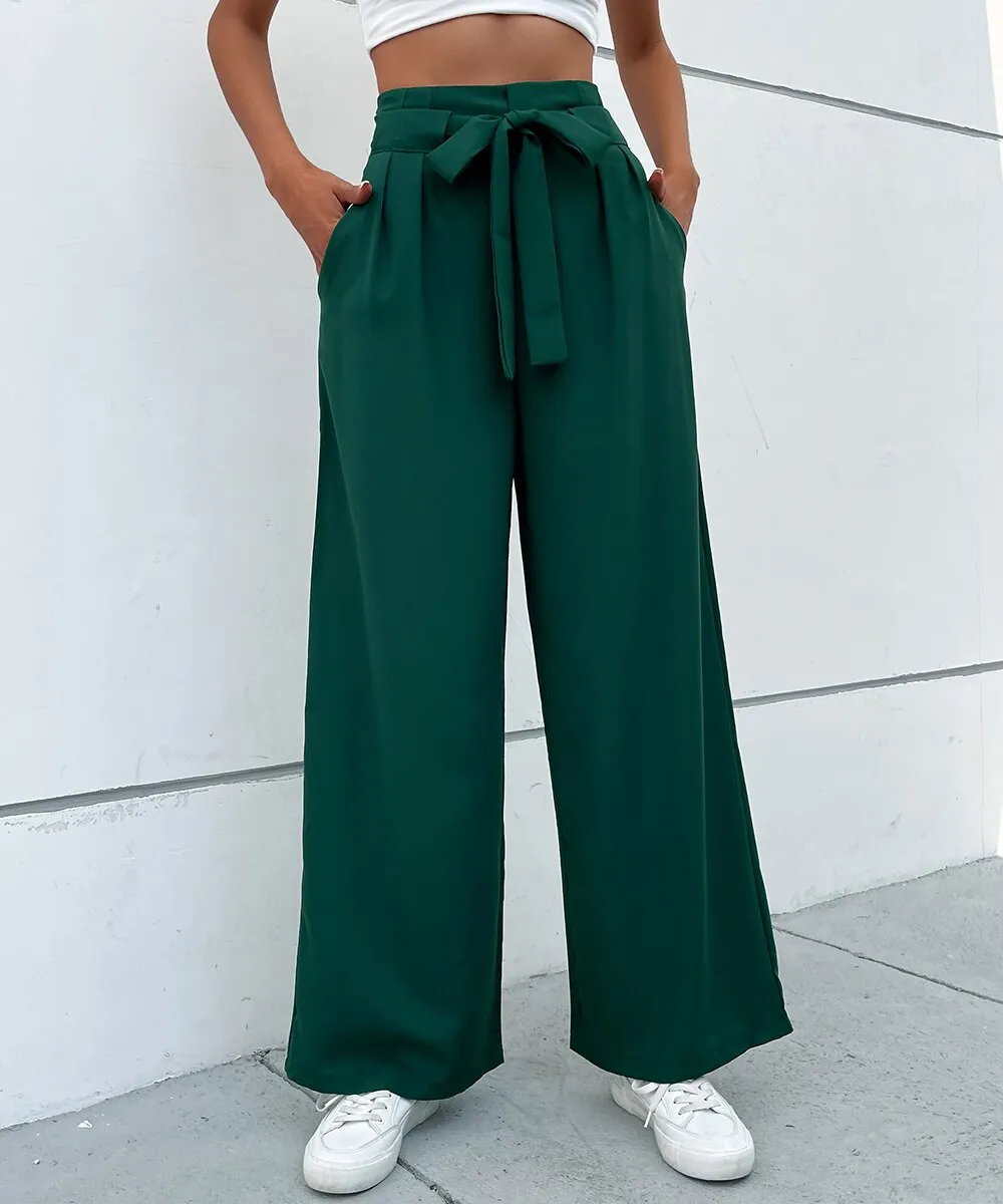 BerriesJam - 2024 Solid Pleat Front Elegant Belted Pants