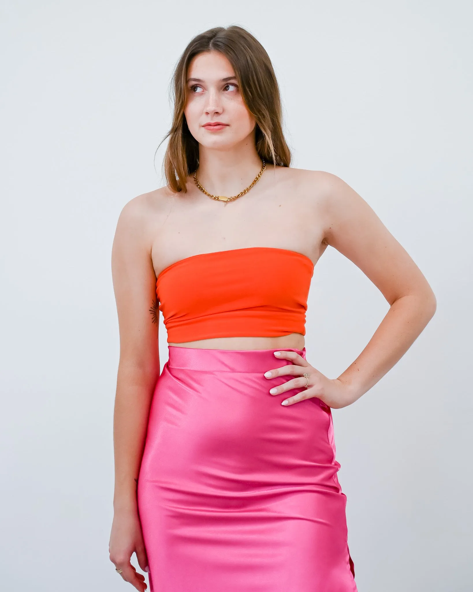 Blank Space Satin Midi Skirt