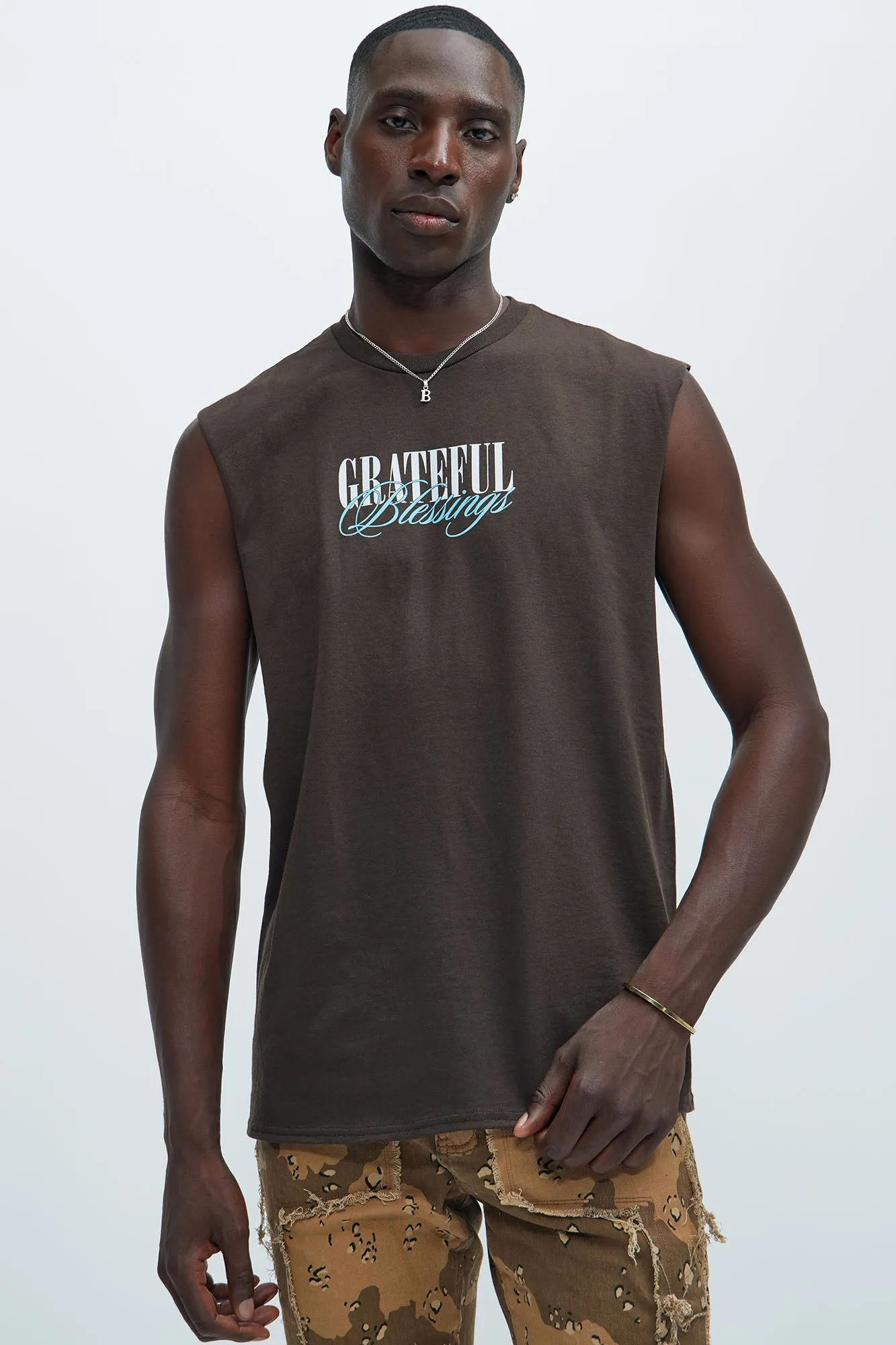 Blessed To Be Sleeveless Tee - Chocolate