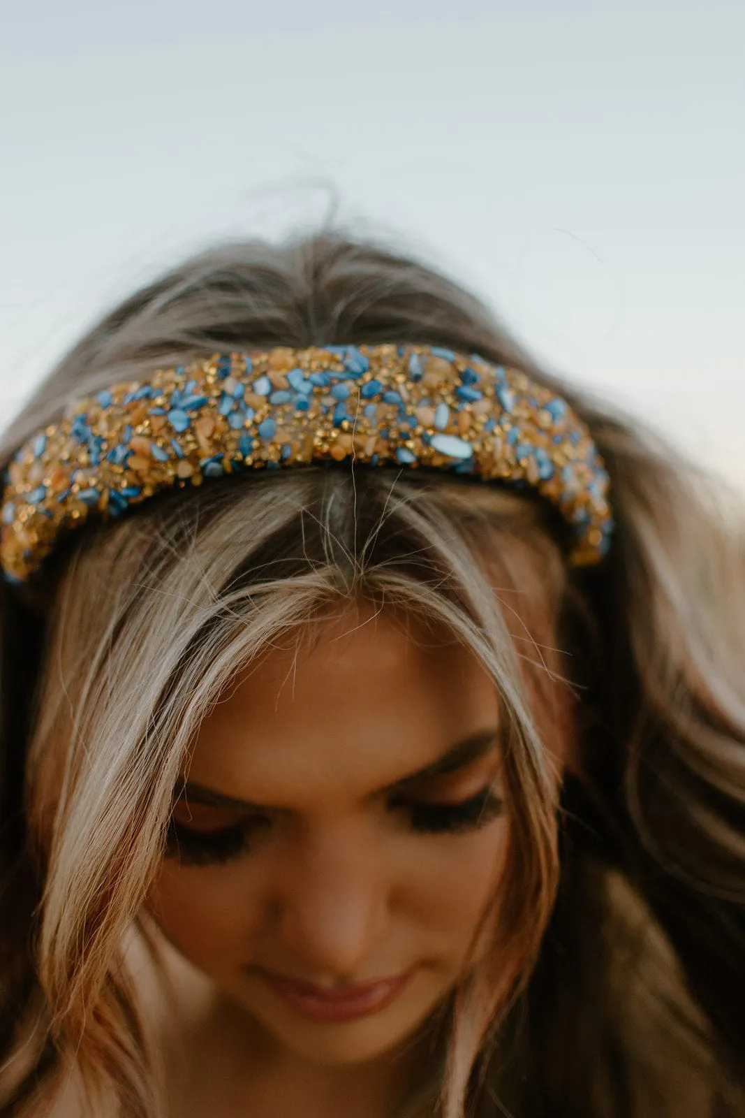 Blue/Gold Crystal Headband