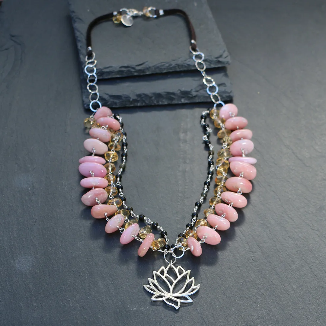 Bohemian Girl - Pink Peruvian Opal Necklace